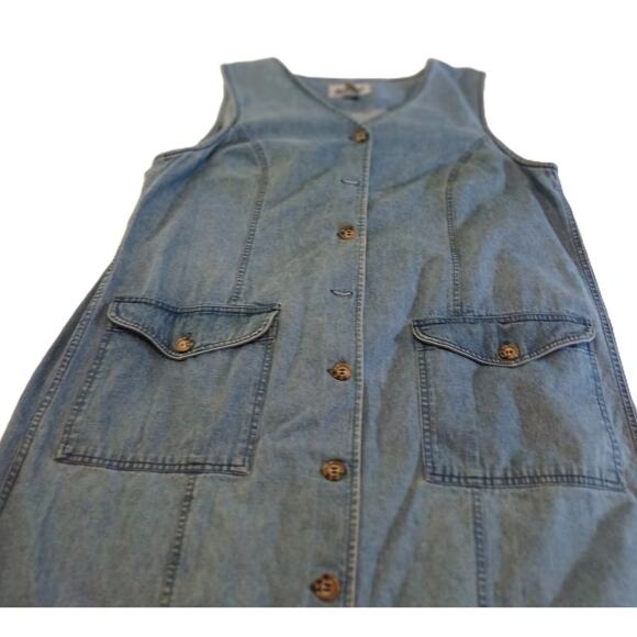 Vintage Truly Yours Washed Denim Dress/ Long/ Button Front w/Pockets/ 16W - Picture 5 of 10